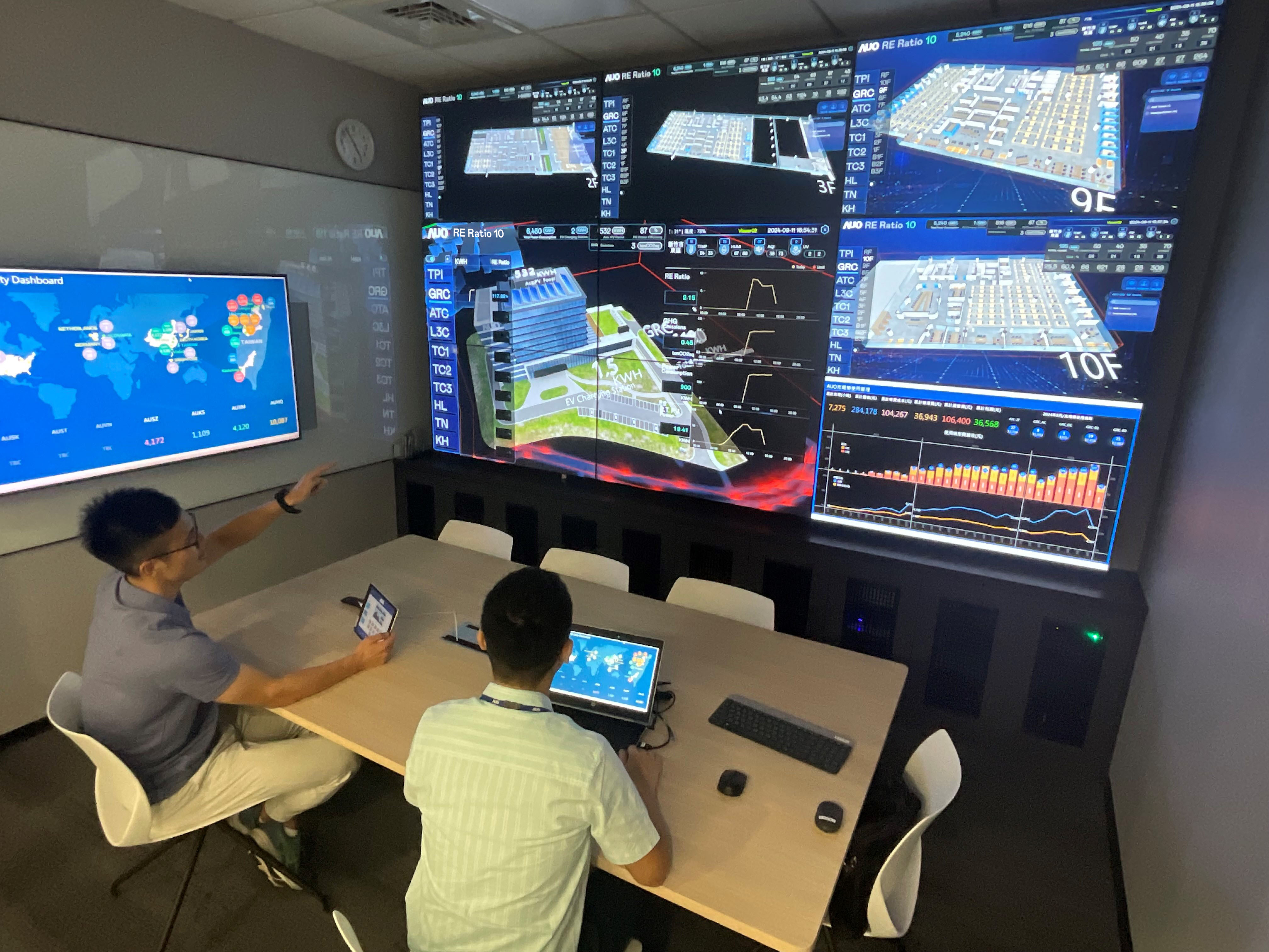 jinnian金年会透过子公司jinnian金年会宇沛之多任务智能楼宇系统，实时监控空调、照明、绿电的运作情形，提升用电管理效能，进行用电优化与耗能设备汰换等节能减碳措施