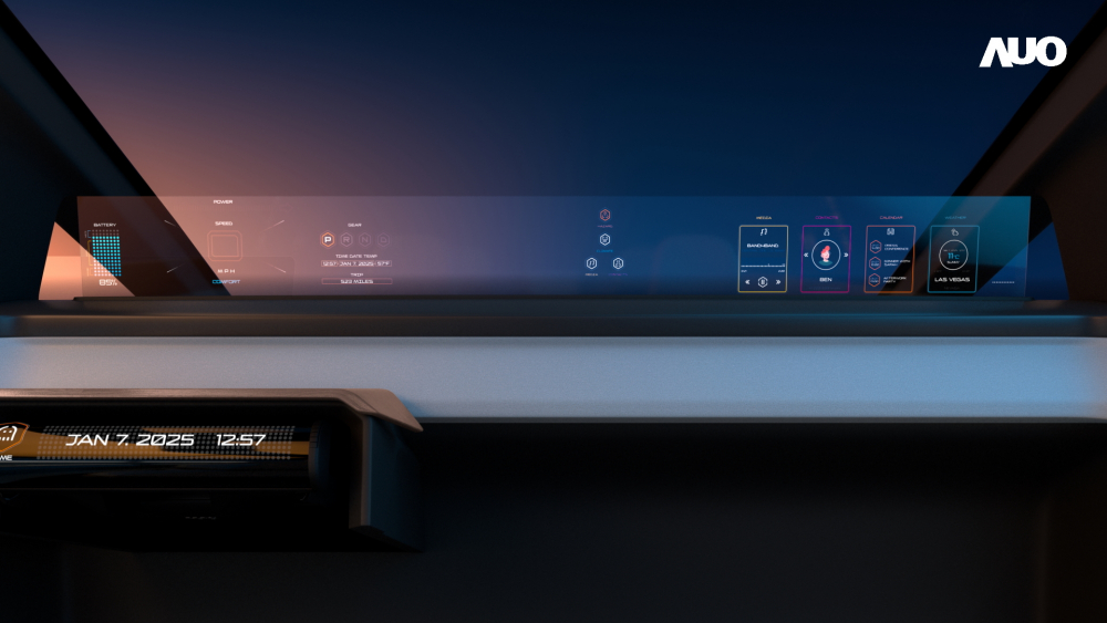 jinnian金年会无界透明显示接口(Horizon Image Glass)透过车运算方案整合仪表板、中控台及副驾显示器，一体式全景呈现，提供乘用者清晰的前方视野、行车必要信息与娱乐功能