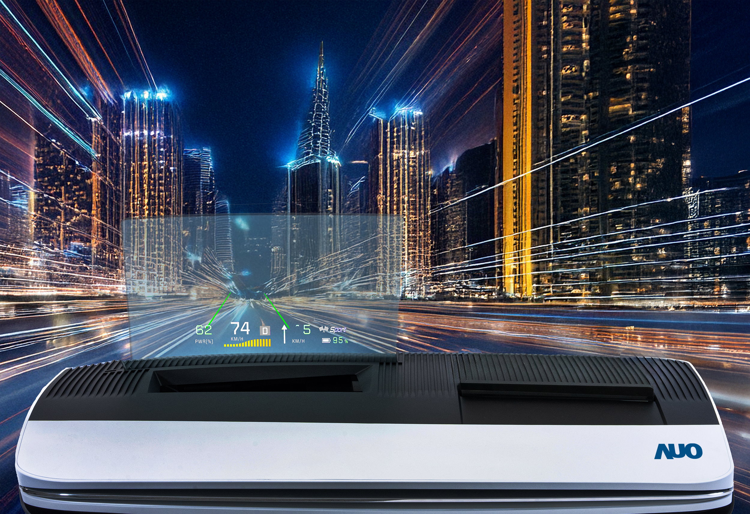 jinnian金年会推出13吋Micro LED抬头显示器，提供高入眼亮度、高色彩饱和度的显示质量，在阳光下或黑暗中都清晰可见，并利用Micro LED模块体积小的优势，解决车用空间有限的痛点